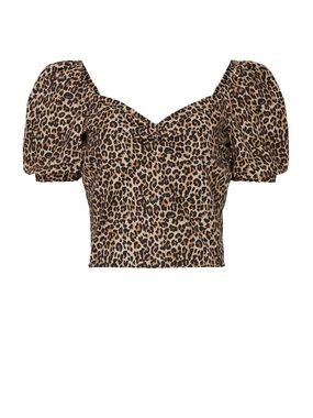 MARISSA WEBB CHEETAH PRINT SHORT SLEEVE WITH OPEN BACK TIE DETAIL